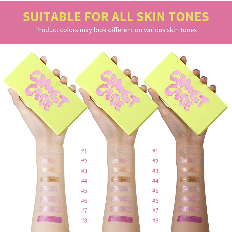 8 Colors Cream Highlighter Palette for Highlight Face Brighten Highlighter Blush Shimmer Waterproof Makeup Tool Cosmetics