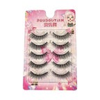 Cosplay Makeup False Eyelashes One Piece Hard Stem Baby Straight Natural Look Synthetic Fiber Strip Lashes 7-13mm C Curl Lash