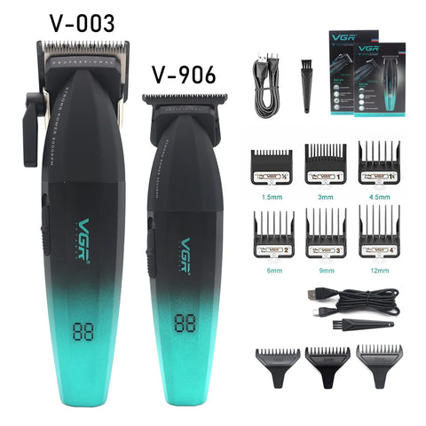 VGR 003 906 308 Professional Hair Cutting Kit  Hair Clipper Cordless Clippers Trimmers for Men Set USB Charge Men's LED Display