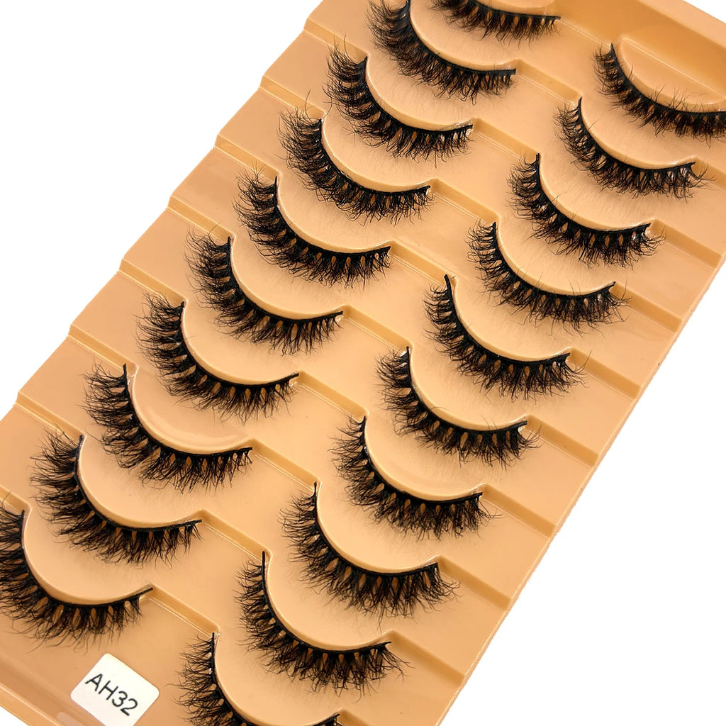 10 pairs of Russian striped eyelashes fluffy artificial mink eyelashes 3D fake eyelashes Russian curly eyelashes fake eyelashes