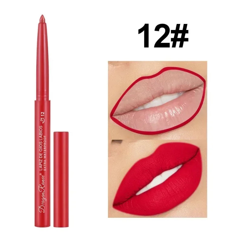 12 Pcs/Set Waterproof Lip Liner Pencil Nude Color Matte Lipliner Moisturizing Long Lasting Lipstick Professional Makeup Lip Tint