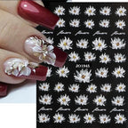 1pcs Sakura Flower 3D Nail Stickers White Cherry Blossom Nail Art Decals Spring Summer Adhesive Slider Decor Wedding Manicure