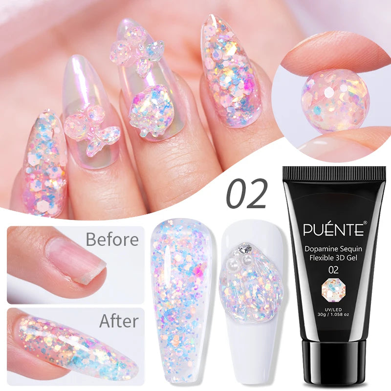PUENTE 7.5ML Sparkling Pinkish Purple Laser Cat Magnetic Gel Nail Polish Holographic Rainbow Effect Soak Off UV Nail Art Varnish