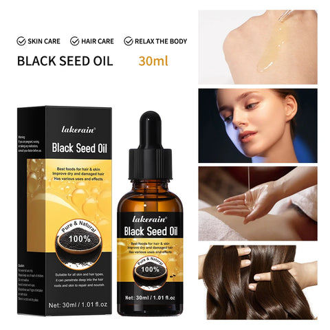 30ml Natural Black Seed Oil Serum Improve Dry&Frizzy Nourish And Repair Damaged Hair Essential Massage Oil Smooth Hair Skin Care