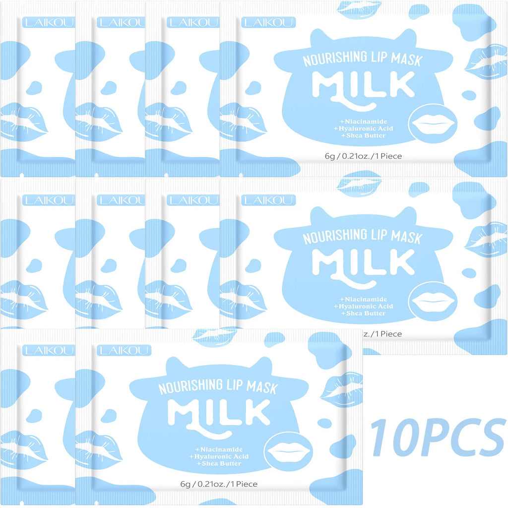 Laikou Milk Lip Mask Hydrating Repair Remove Lines Blemishes Lighten Lip Line Collagen Gel  Lips Pad Patches Skin Care Product