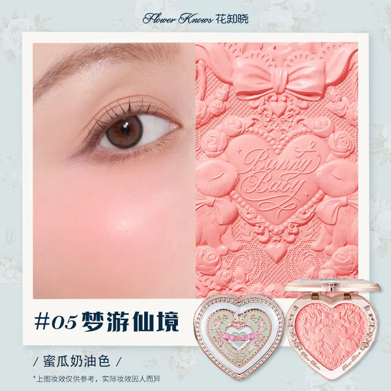 Flower Know Bunny Garden Embossed Blush Smooth Long-lasting All-Day Face Enhancing Makeup Blush Cream For Cheek