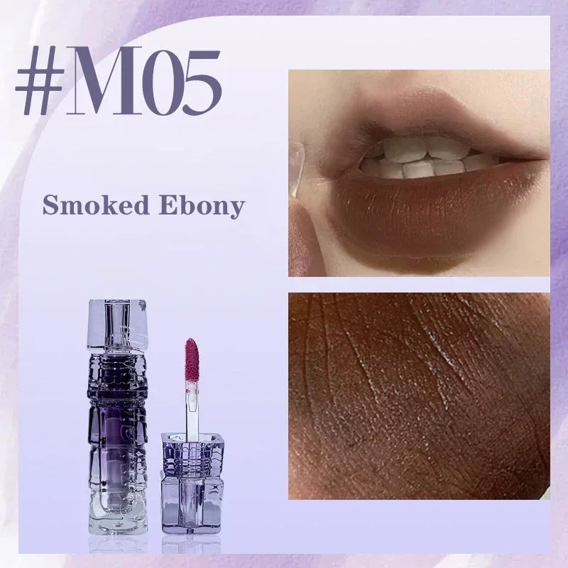 Dark Brown Matte Velvet Lip Gloss Waterproof Liquid Lipstick Nude Lip Tint Mud 6 Colors Lip Glaze Long Lasting Cosmetics Makeup