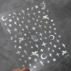 1PC 5D Korean Bronzing Nail Stickers Japanese Gold Silver Star Moon Luxury DIY Nail Art Decoration Decals Manicure Accessories