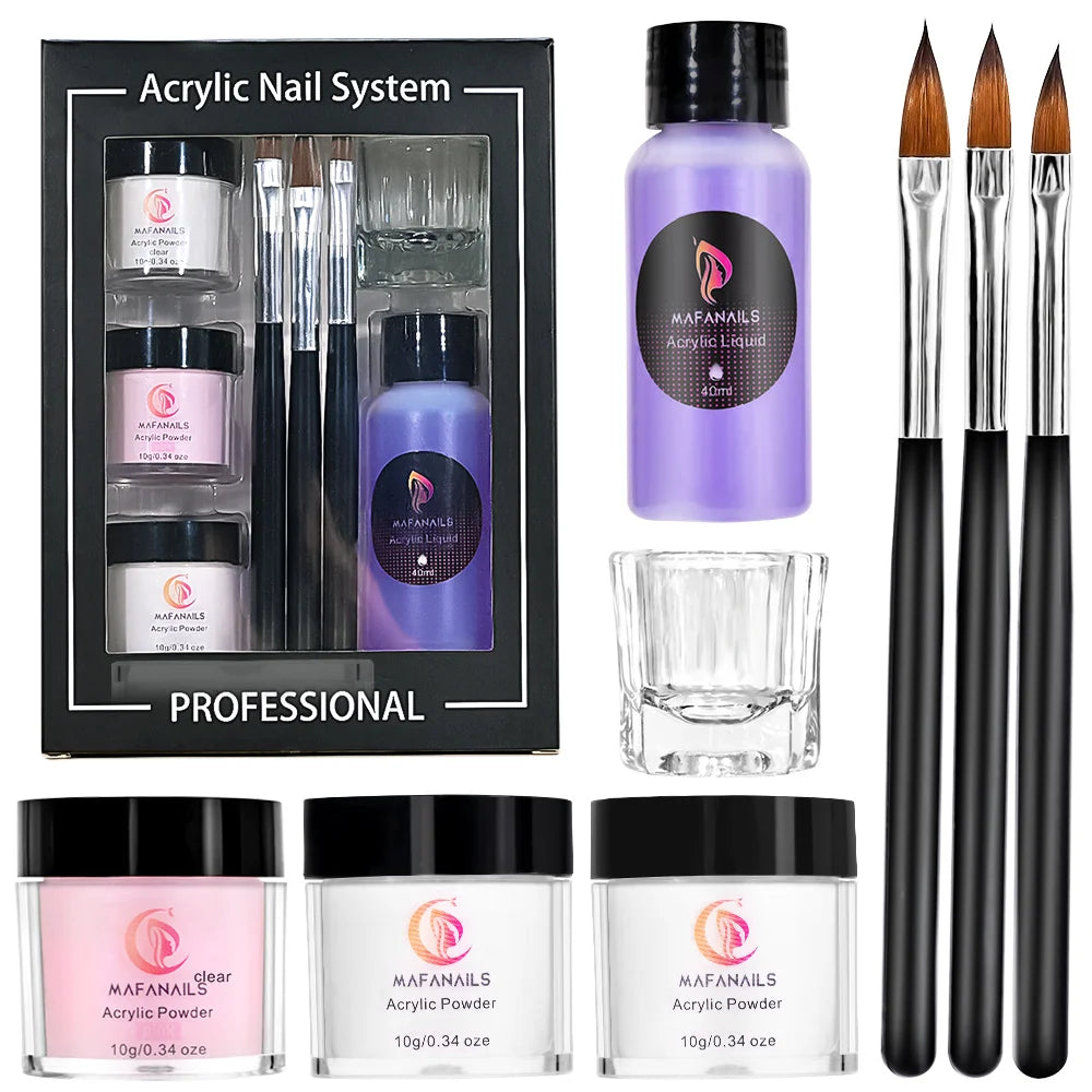 Nail Kit Set Acrylic Powder Monomer Acrylic Liquid For Nail Extension Professional Gel Manicure Set False Nails Art Tools Set *&