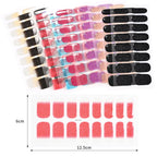 16Tips French Black Semi-Cured Nail Stickers With Glitter Long-Lasting UV Gel Nail Polish Wraps Full Cover Nail Art Decals Patch