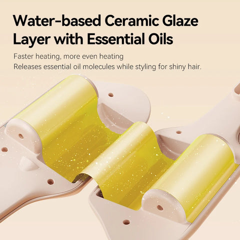 40mm Deep Wave Hair Crimper with Negative Ion - Adjustable Temperature Curling Iron for Long Lasting Wavy Hair, Anti-Frizz