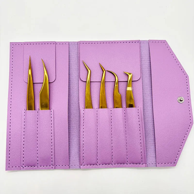 6PCS False Eyelash Tweezers Set For Fake Fan Lashes Extensions Planting Eyebrow Clip Eyelashes Tongs Makeup Nail Tools Kit