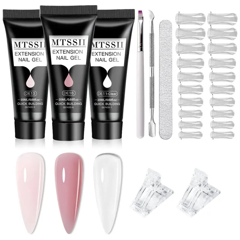 Mtssii 17PCS/Set 20ml Nail Extension Gel Set Builder UV Gel for Nails With 6W UV LED Lamp Nail Extension Tools Kit For Beginner