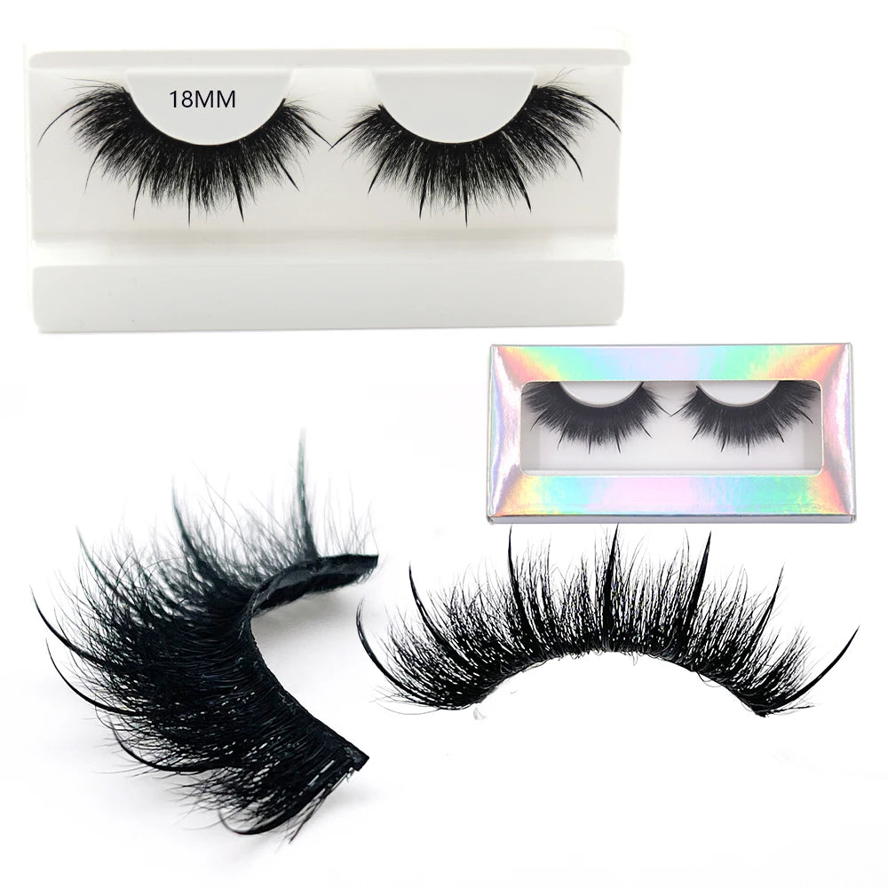 New Spike Real Mink Lashes High Quality 16mm 18mm 20mm 25mm Volume Fluffy Wispy Strip Lashes Suppliers Wholesale Mink Eyelashes