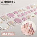 26Tips French Leopard Print UV Gel Toenail Sticker Bronzing Dye Gradient Cross-border Semi Baked Gel Nail Sticker UV Lamp Needed