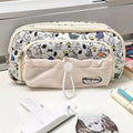 Snoopy Pencilcase Multi Layer Canvas Drawstring Pen Bag Kawaii Cartoon Stationery Storage Bag Students School Supplies Gifts