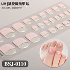 26Tips French Leopard Print UV Gel Toenail Sticker Bronzing Dye Gradient Cross-border Semi Baked Gel Nail Sticker UV Lamp Needed