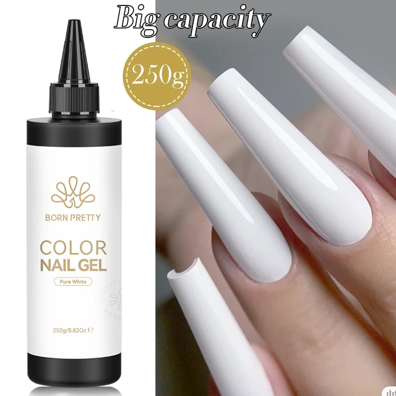 BORN PRETTY 250g Jelly Milky White Pink Translucent Nude Gel Polish Refilled Package Semi Permanent Soak Off UV Nail Art Varnish
