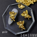 10Pcs Pink Gold Bear Nail Charms Japanese Cartoon Jewelry Nails Art Decoration 3D Rabbit Bear Manicure Accessories For Girl Lady