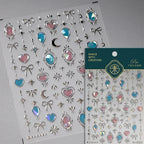 5D Gradient Love Gem Glitter Love Heart Colorful Cat's Eye Rhinestone Soft Self Adhesive Nail Art Stickers Shiny Manicure Decals