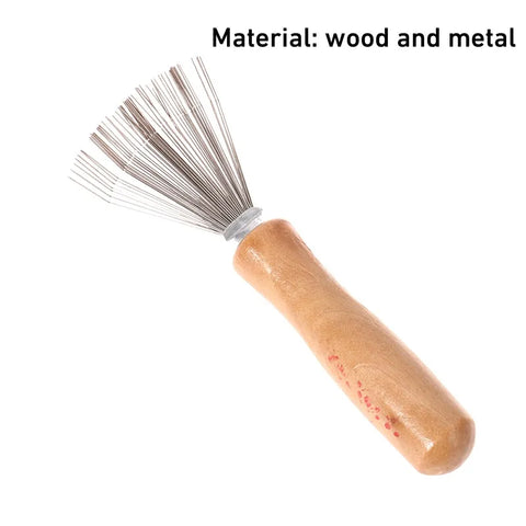 1PCS Wooden Comb Cleaner Delicate Cleaning Removable Hair Brush Comb Cleaner Tool Handle Embeded Tool