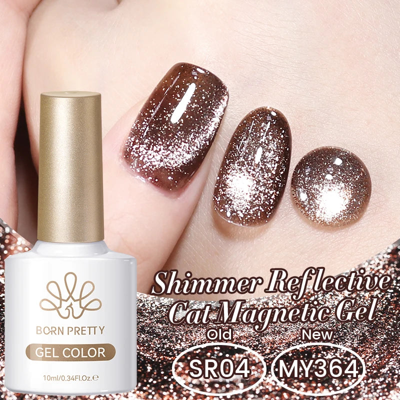 BORN PRETTY 10ml Dark Red Cat Magnetic Gel Nail Polish for Winter Nails DIY Jelly Glass Silver-Light Varnis Semi Permanent