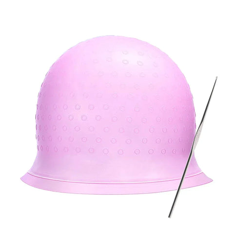 1set Silicone Highlighting Cap with Hook Needle Reusable Hair Dye Cap Set Barber Professional Hair Coloring Salon Hair Tools