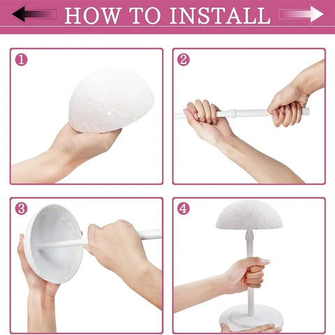 1PC Wig Stand Adjustable Height Portable Wig Holder Stands Non-Slip Wig Head Holders Sturdy Plastic Wig Head Stand