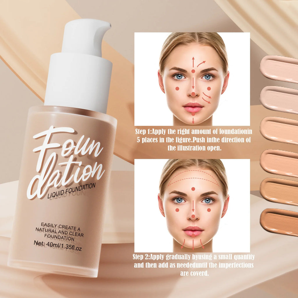 Waterproof Matte Liquid Foundation Makeup Cream Cover Dark Circle Corrector Concealer Whitening Face Foundation Cosmetics