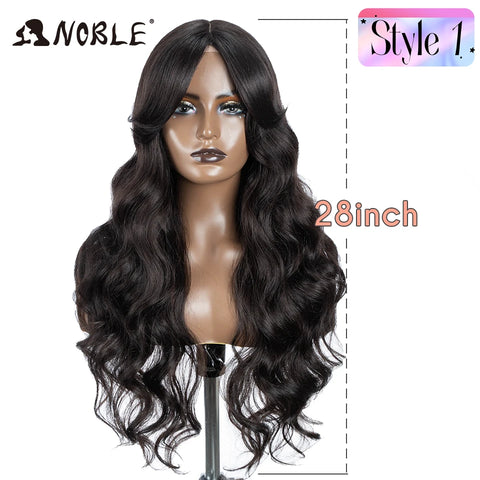Noble Synthetic Lace Front Wig Long Wavy 36 " Body Wavy Side Part Lace Wig For Women Lace Front Wig Ombre Blonde Cosplay Wig