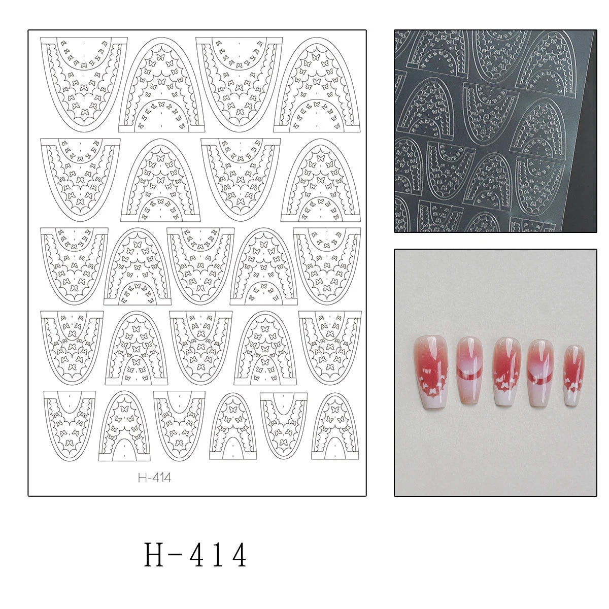 5 Sheets French Cheese Nail Stickers Decoration Self-Adhesive Hollow Lace Nail Art Decals Butterfly Star Shape DIY Nail Art Tool