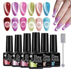 6 Colors Cat'S Eye Magnetic Nail Gel Set, Semi-Permanent UV LED Soak Off Nail Art, Smooth Intense Pigmentation, Odorless, Toxin-