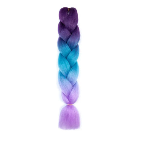 24Inch Synthetic Ombre Rainbow Mixed Colors Long Straight Box Jumbo Braids Hairpiece Crochet Hair for Women