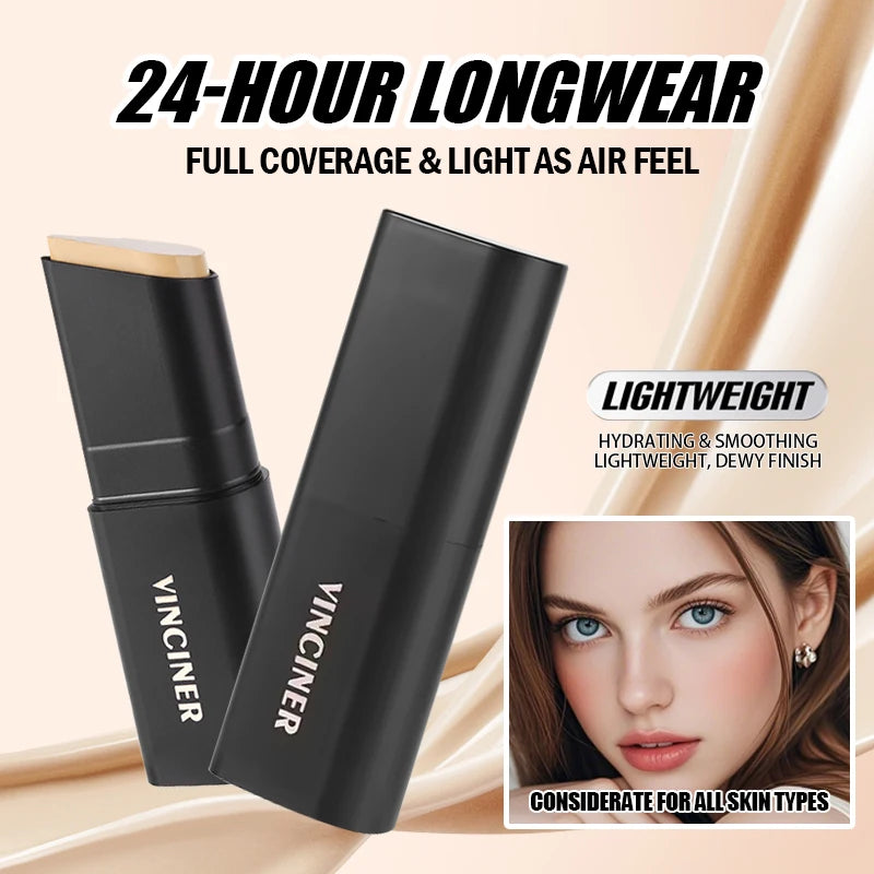 Stick Foundation Cream Long-Wear Waterproof Covers Moisturizing Full Coverage Concealer Face Contouring Stick For Base Makeup