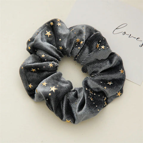 YHJ Velvet Star Scrunchies Elastic Hair Bands Women Girls Headbands Ponytail Holder Hair Ties Winter Fashion Hair Accessories