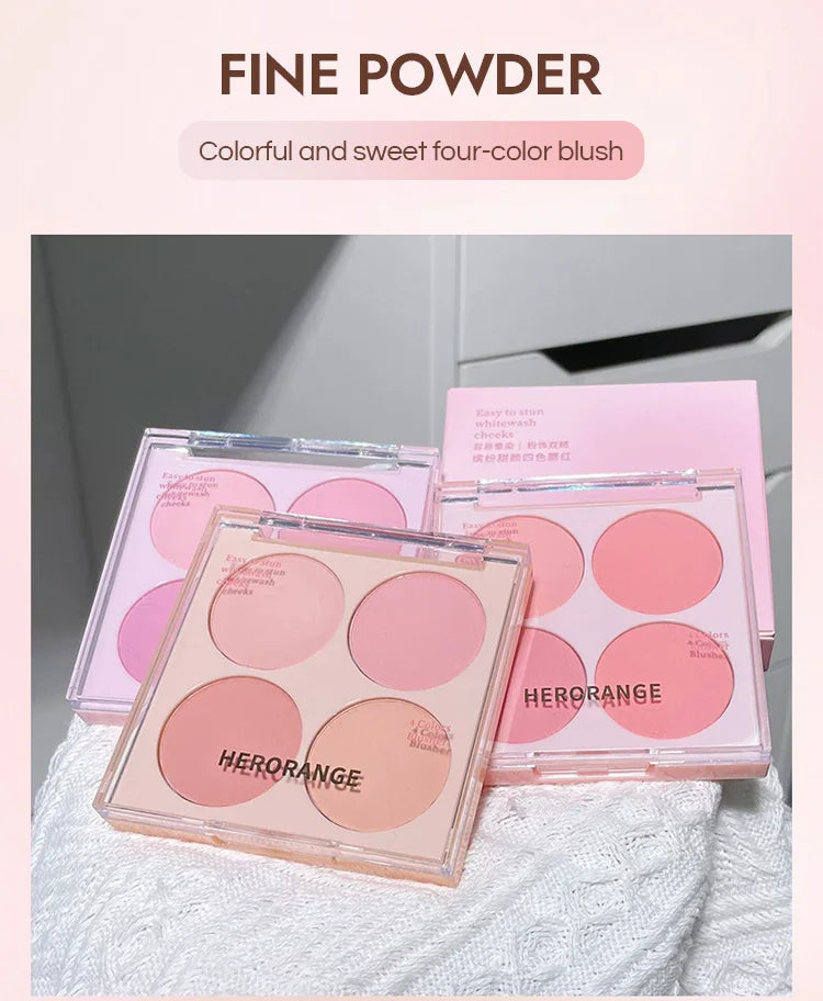 4 Colors Blush Powder Face Makeup Set Mixed Sweet Warm Colors Matte Cheek Powder Facial Beauty Cosmetic Makeup Blush