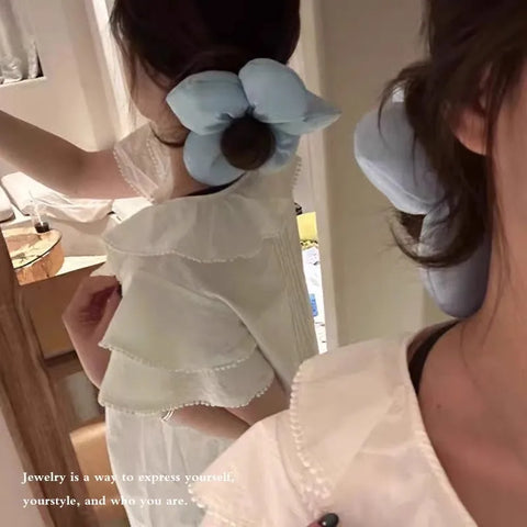 Sweet Solid Large Flower Soft Hair Band For Women Girl Lovely Hair Ornament Headband Hair Tie Scrunchie Fashion Hair Accessories