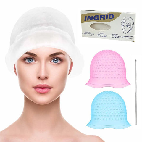 Reusable Silicone Hair Coloring Highlighting Cap With Hook Needle Pro Hair Color Dye Set Frosting Dyeing Tools Beauty Salon