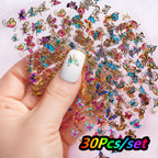 30Pcs/set Colorful Butterfly/Flowers Nail Stickers Kawaii Cute Mini Rose/Lavender/Sunflower Nail Decal DIY Adhesive Nail Floret