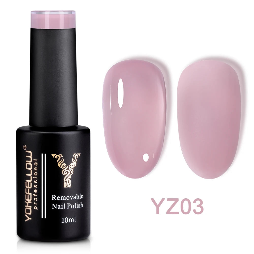 YOKEFELLOW 10ml Jelly Nude Gel Nail Polish High Quality Translucent Pink Nail Gel Varnish Soak Off UV Gel Polish Long Lasting