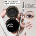 Natural Black Eyeliner Gel Cream with Brush Waterproof Lasting Non Smudging Matte Brown Easy Wear Eyebrow Silkworm 3 in 1 Makeup