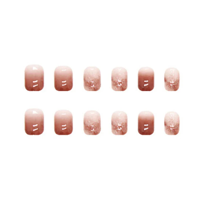 Caramel Gradient Wear Nail Piece Winter High Sense Of Pure Desire Ice Transparent Color Wear Nail Blush Removable False Nails