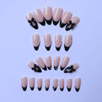 ARTAUG 96PCS Pressed French Almond False Nails With 3d Bow Pearl And Flower Designs, Reusable Acrylic False Nails