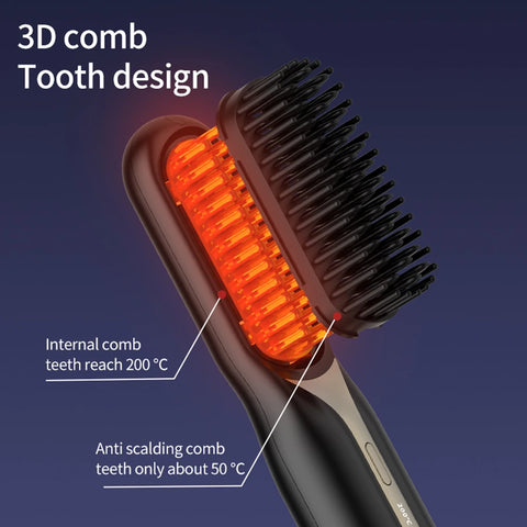 Electric Multifunctional Straight Hair Comb Fast Heating Portable Travel Anti-Scald Beard Straightener Curling Hot Comb Brush