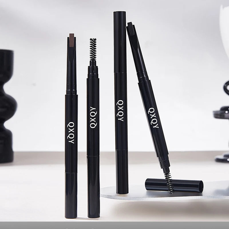 QXQY Eyebrow Pencil Automatic Rotating Double Head Long Lasting Natural Waterproof 5 Color Triangle Eyebrow Pen Make Up