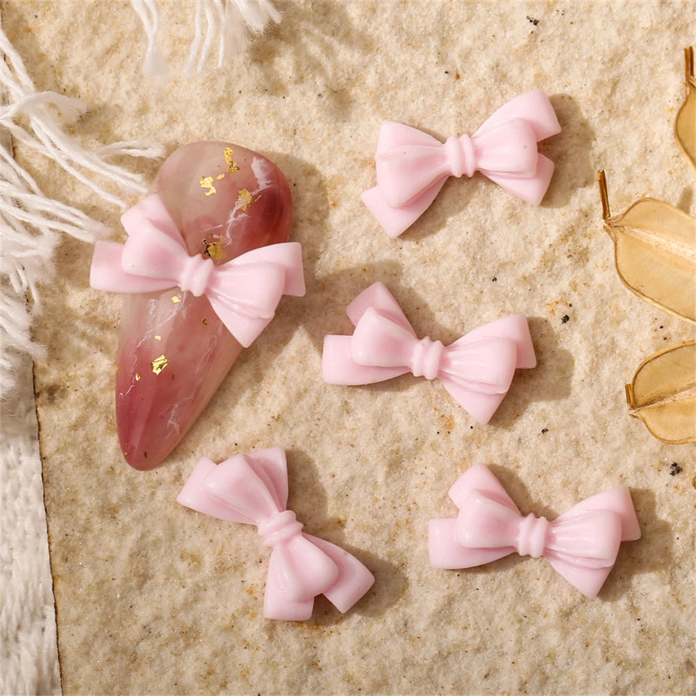 10Pcs Pink Gold Bear Nail Charms Japanese Cartoon Jewelry Nails Art Decoration 3D Rabbit Bear Manicure Accessories For Girl Lady