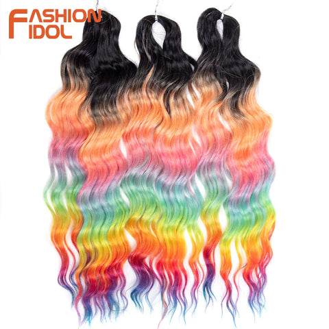 Anna Hair Synthetic Loose Deep Wave Braiding Hair Extensions 24 Inch Water Wave Braid Hair Ombre Blonde Twist Crochet Curly Hair
