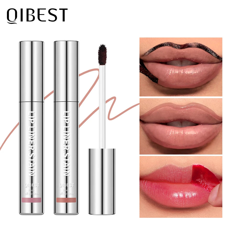 QIBEST Lipliner Peel Off Tattoo Lipgloss Waterproof Long Lasting Matte Lip Tint Brown Contour Tear-off Lip Stain Cosmetics