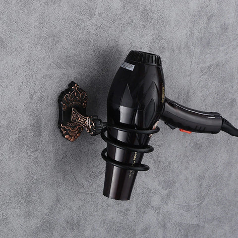 Hair Dryer Holder Aluminum Antique Bathroom Shelf Storage Nail Free Wall Shelf Mounted Organizer Spiral Stand Toothbrush Holder