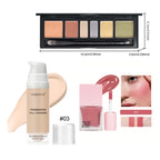 Beginner Makeup Set- Foundation, Concealer &Blush, Fresh Girly Glow,Quick Commuter Face Kit Smooth & Natural Finish, Lightweight